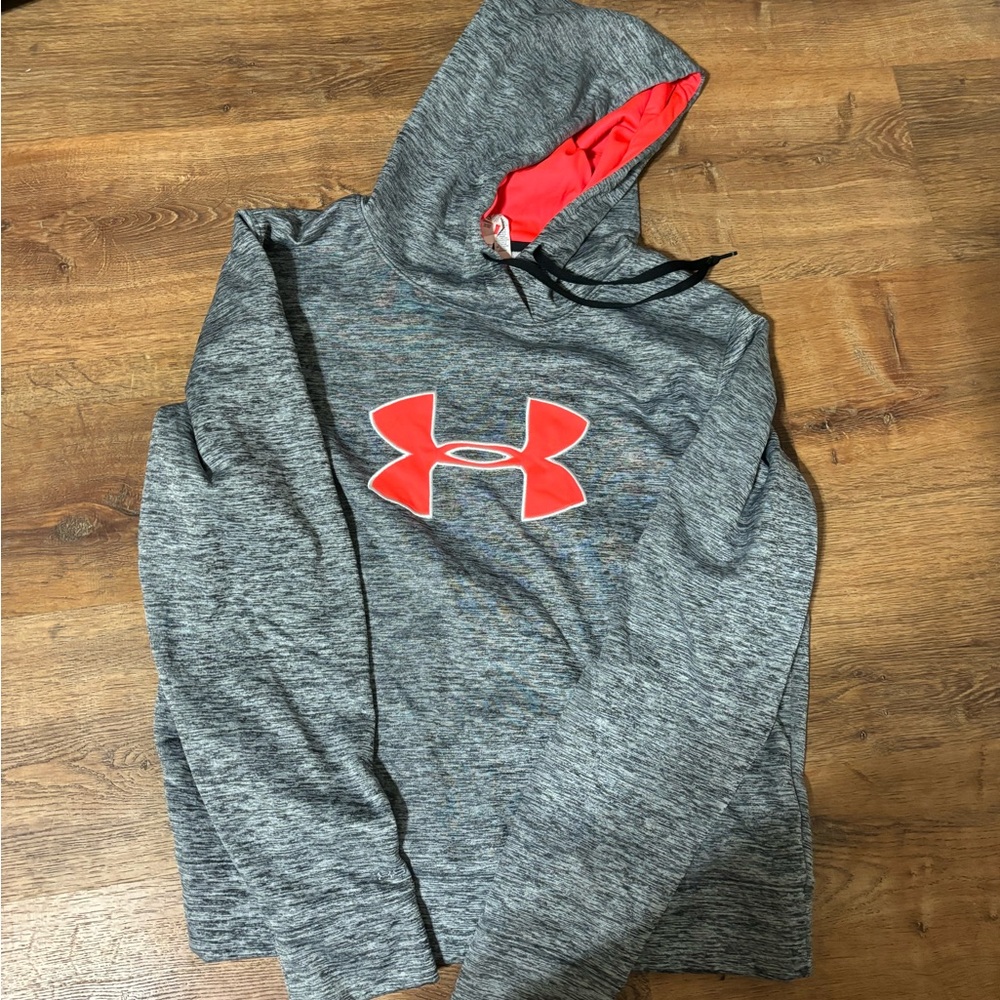 Under Armour Women’s Gray Hoodie with Coral Logo - Picture 2 of 3